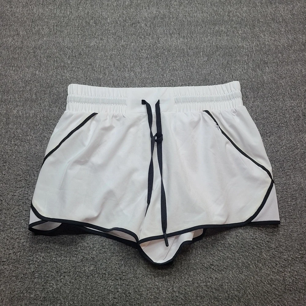 Love & Sports Running Shorts Womens XS White‎ Excellent Contrast Trim Drawstring